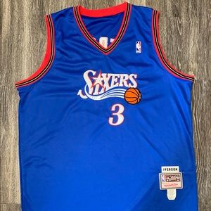 VTG Sixers Mitchell Ness Swingman Iverson Jersey hardwood classic Embroidered 56